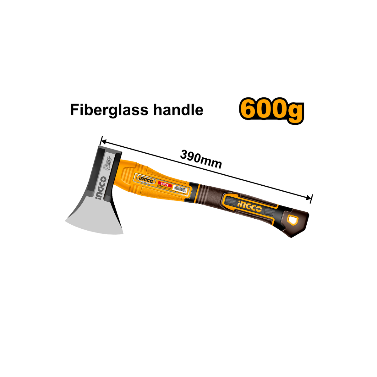 Hacha 600gr 390mm mango fibra vidrio