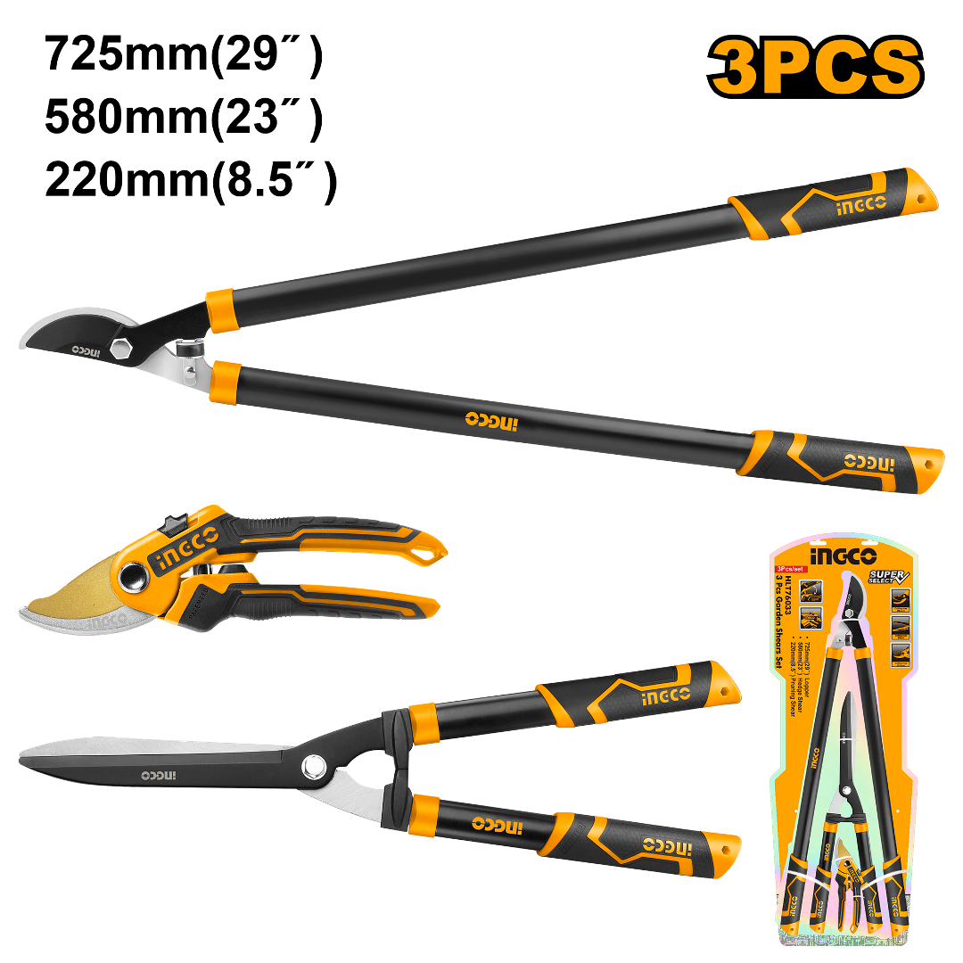 Juego de tijras para jardineria 3 pzas