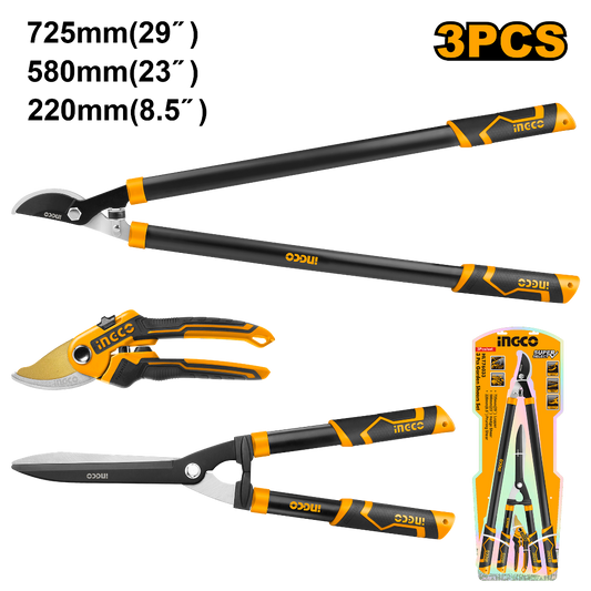 Juego de tijras para jardineria 3 pzas